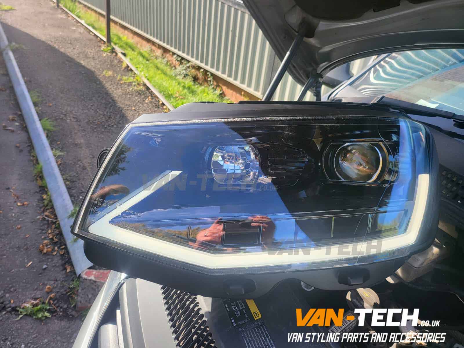 new-t6-headlights-1 VW T6 LED Light Bar Headlights with Dynamic Indicators built in to the Lightbar DRL