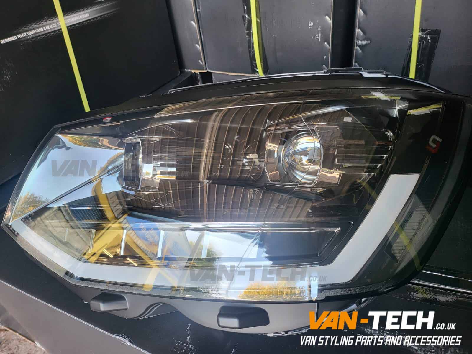 new-t6-headlights-3 VW T6 LED Light Bar Headlights with Dynamic Indicators built in to the Lightbar DRL