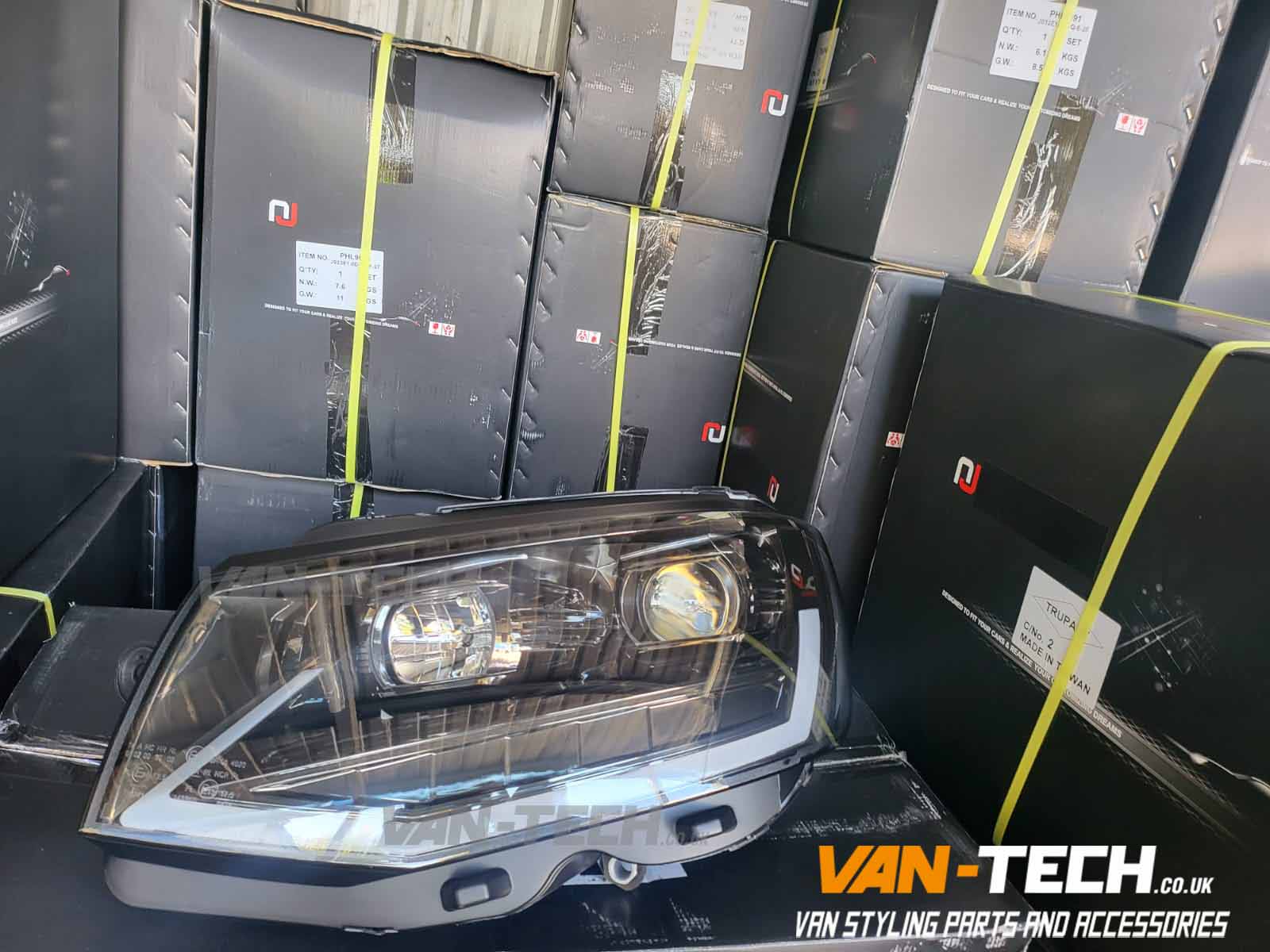 new-t6-headlights-4 VW T6 LED Light Bar Headlights with Dynamic Indicators built in to the Lightbar DRL