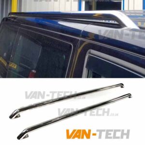 VW T5 T5.1 Roof Rails Stainless Steel SWB LWB These VW T5 T5.1 Roof Rails Stainless Steel SWB LWB look the part, these stylishly designed bars are not universal fit they are tailor made exclusively for the VW T5 T5.1 Transporter. Sold complete with the fitting kit, you won’t need to drill your roof as these 42mm stainless steel roof rails fit to the existing original fixing sites on the Transporter. VW T5 T5.1 T6 Roof Rails Stainless Steel product features: 42mm T304 Stainless Steel Roof Rails Fix to existing original fixing points on VW T5T5.1 Transporter No Drilling required Tailor made for the VW T5 T5.1 models Transporter SWB Short Wheel base and LWB Long Wheel Base available