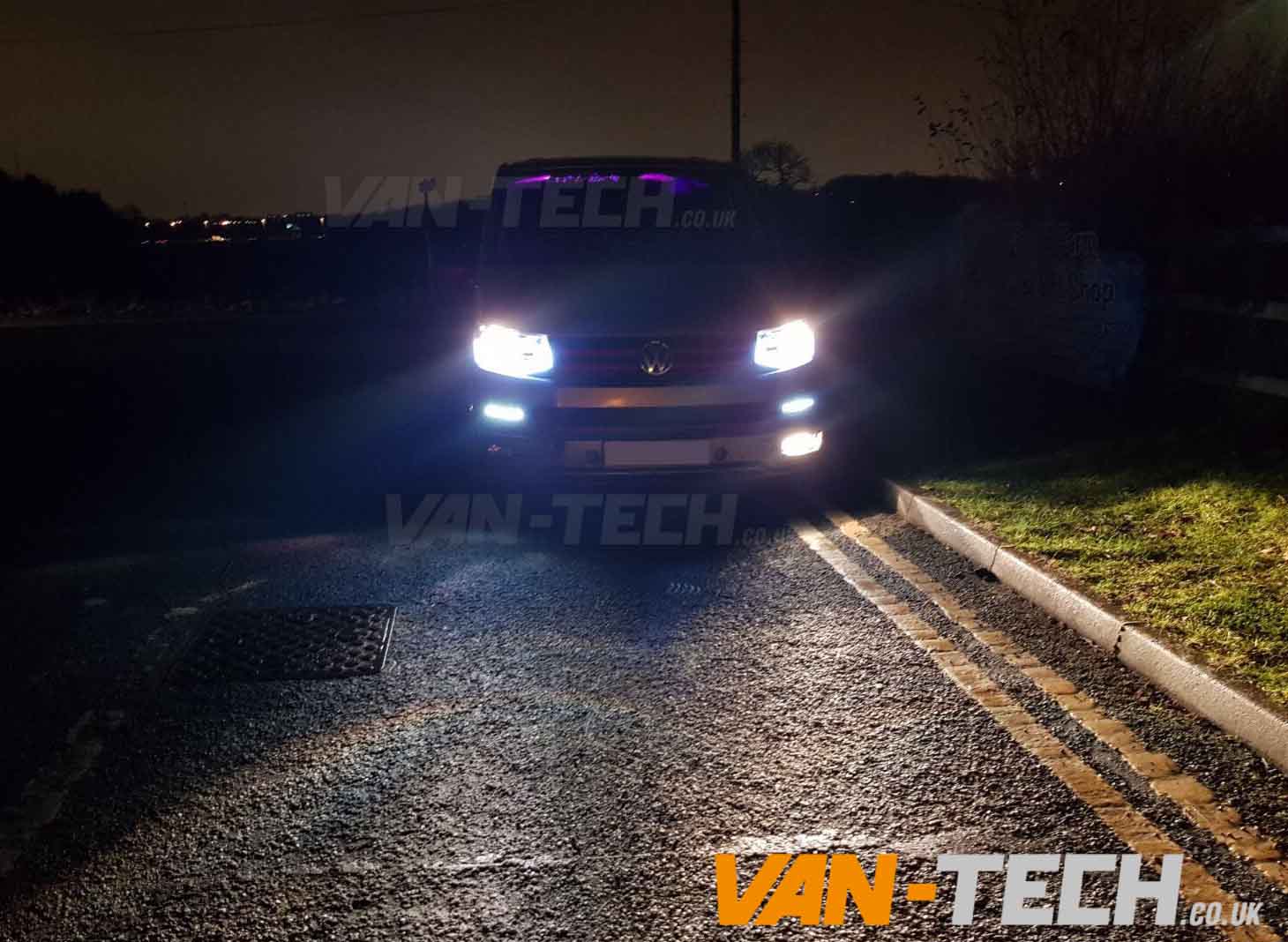 vw-t5-transporter-van-head-lights-DRL-Light-bar-replacement-LED-black-fitted-4 VW T6 Fog Lights with Bulbs, Wiring Kit and Switch