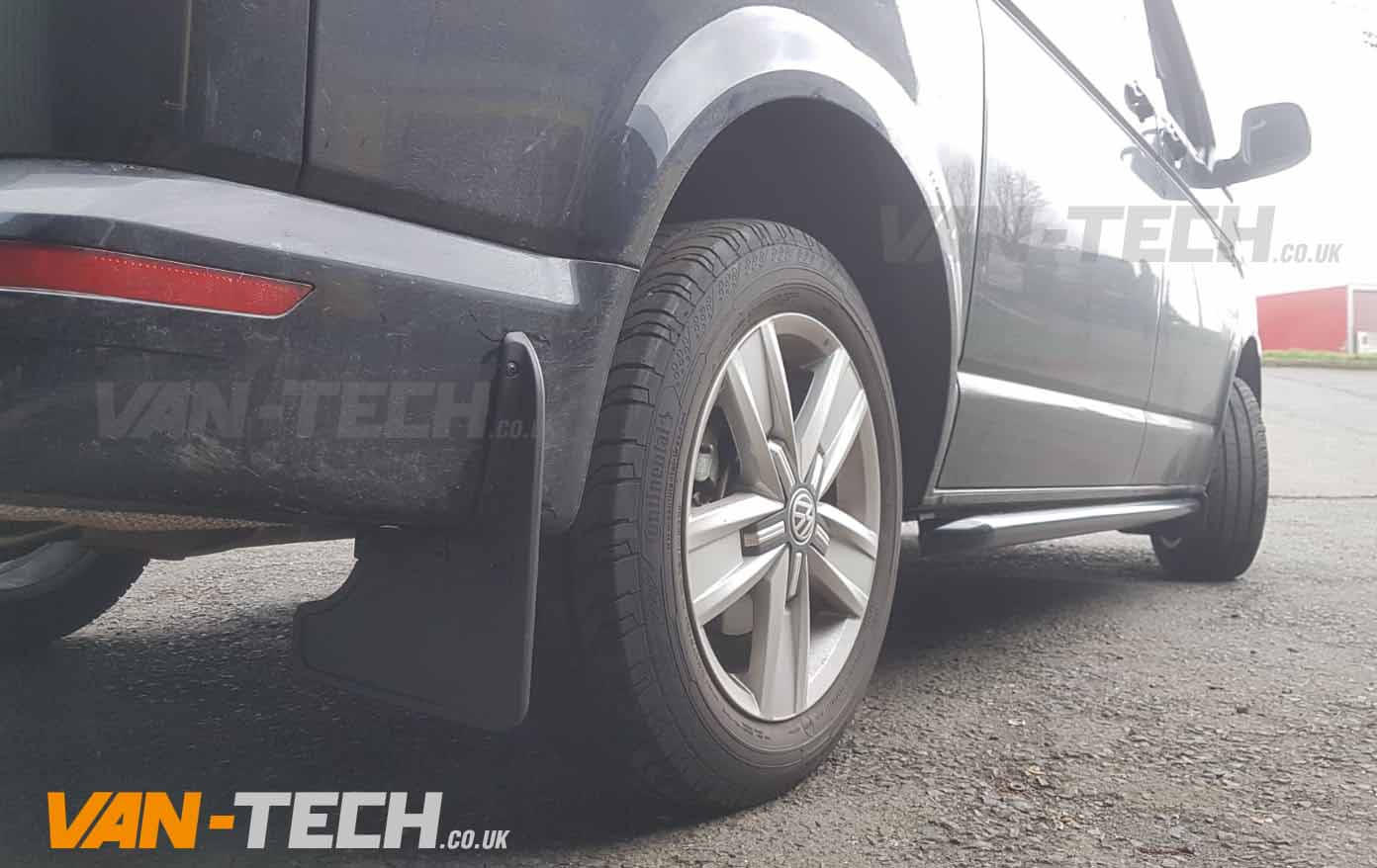 vw-transporter-t6-badged-grille-black-side-bars-roof-rails-mudflaps-tailgate-spoiler-21 Description VW Transporter T6 Mudflaps Mud Guards Tailgate , Transform the look of your VW T6 Transporter with this high quality set of Four Mud Flaps / Mud Guards 2 x Front and 2 x Rear. It’s that easy to fit and probably one of the quickest customisation jobs to carry out on your VW T6 Transporter but one with instant noticeable impact. When you buy and fit these you’ll appreciate the solid quality knowing that you won’t have any problems . We think these are a true comparison to the genuine VW ones and represent fantastic value. High Quality, Mud Flap set Made from Strong Rubber Easy fitting to VW T6 Transporter Tailor made for the VW T6 models Tailgate