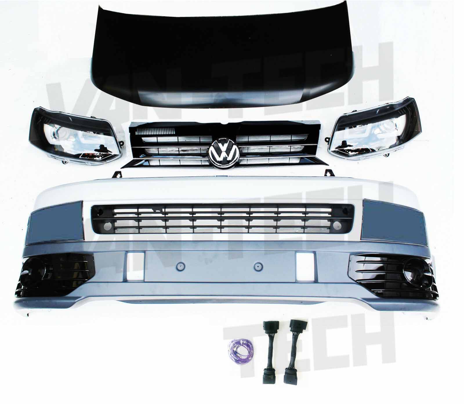 w-tarnsporter-t5-to-t5.1-styling-pack-badged- VW T5 to T5.1 Front End Conversion kit new style Lightbar Headlights