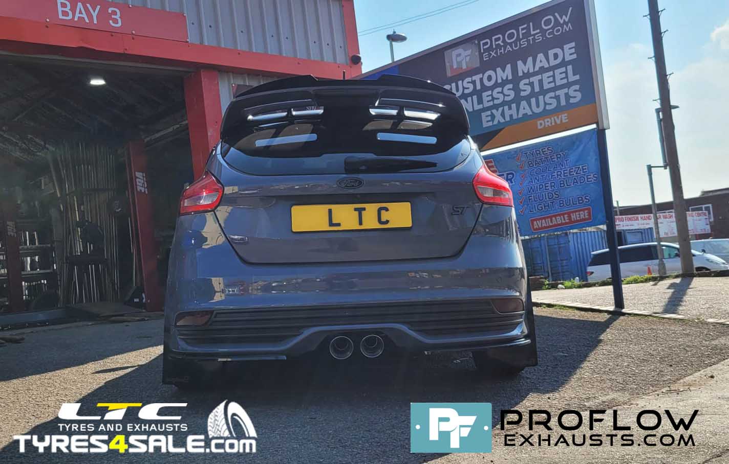 Ford Focus ST Proflow Custom Exhaust Back Box Delete with Dual Tip Tailpipe TX026 made from Stainless Steel