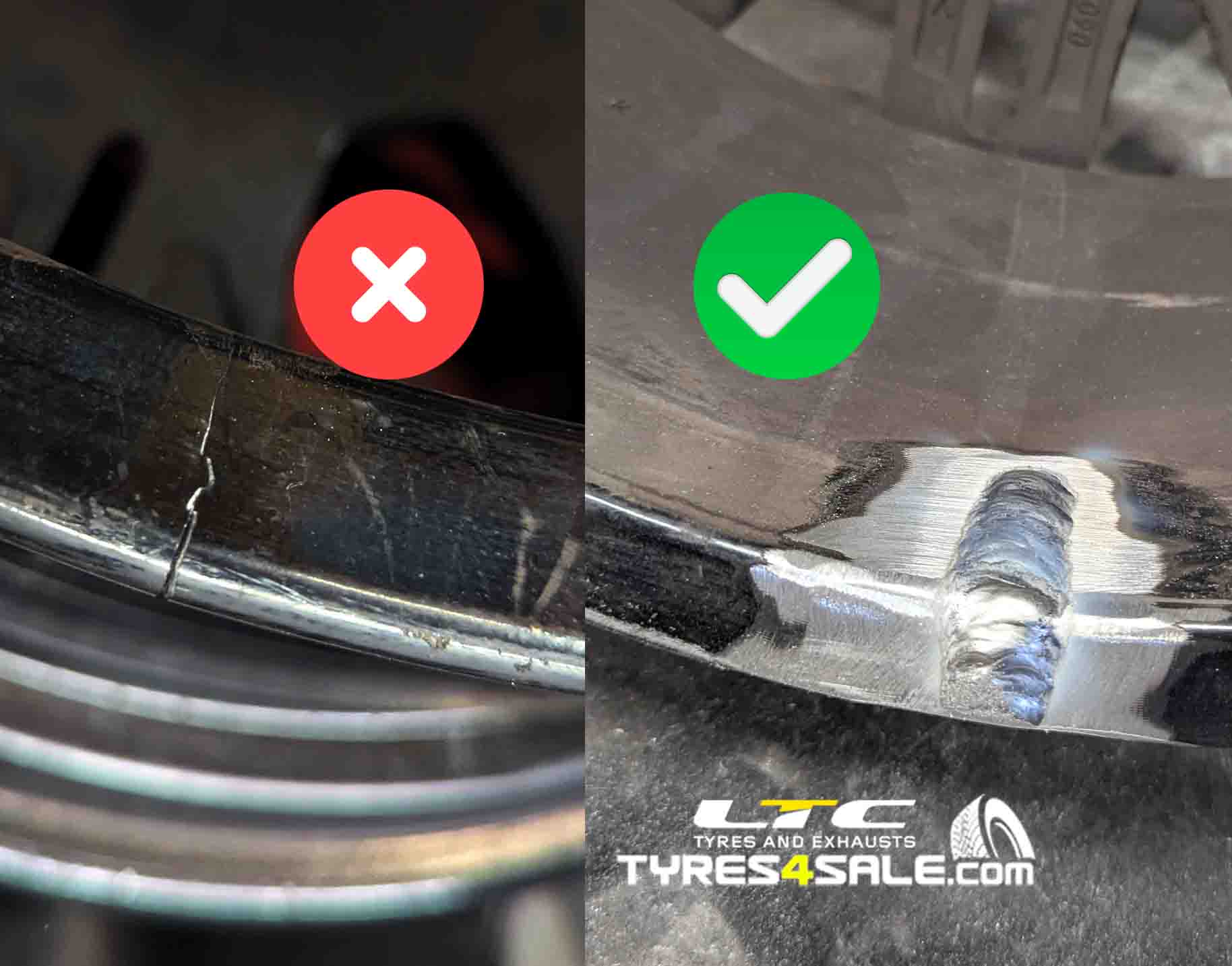 Wheel Welding Crack Repair Service available at LTC Tyres and Exhausts
