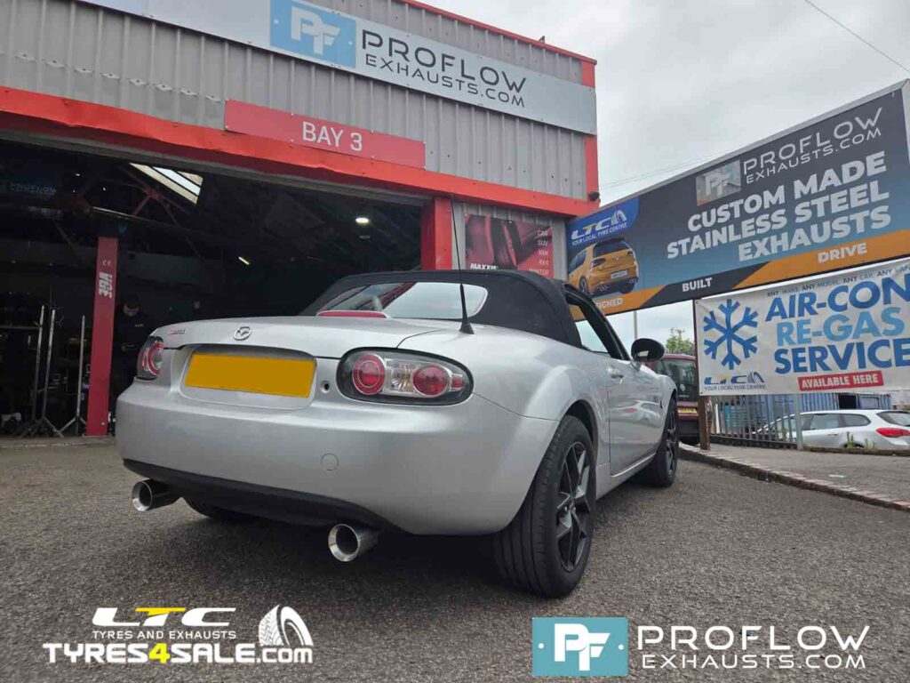 Mazda MX5 Stainless Steel Exhaust - Middle and Dual Rear with TX025 Tailpipes - Proflow Exhausts