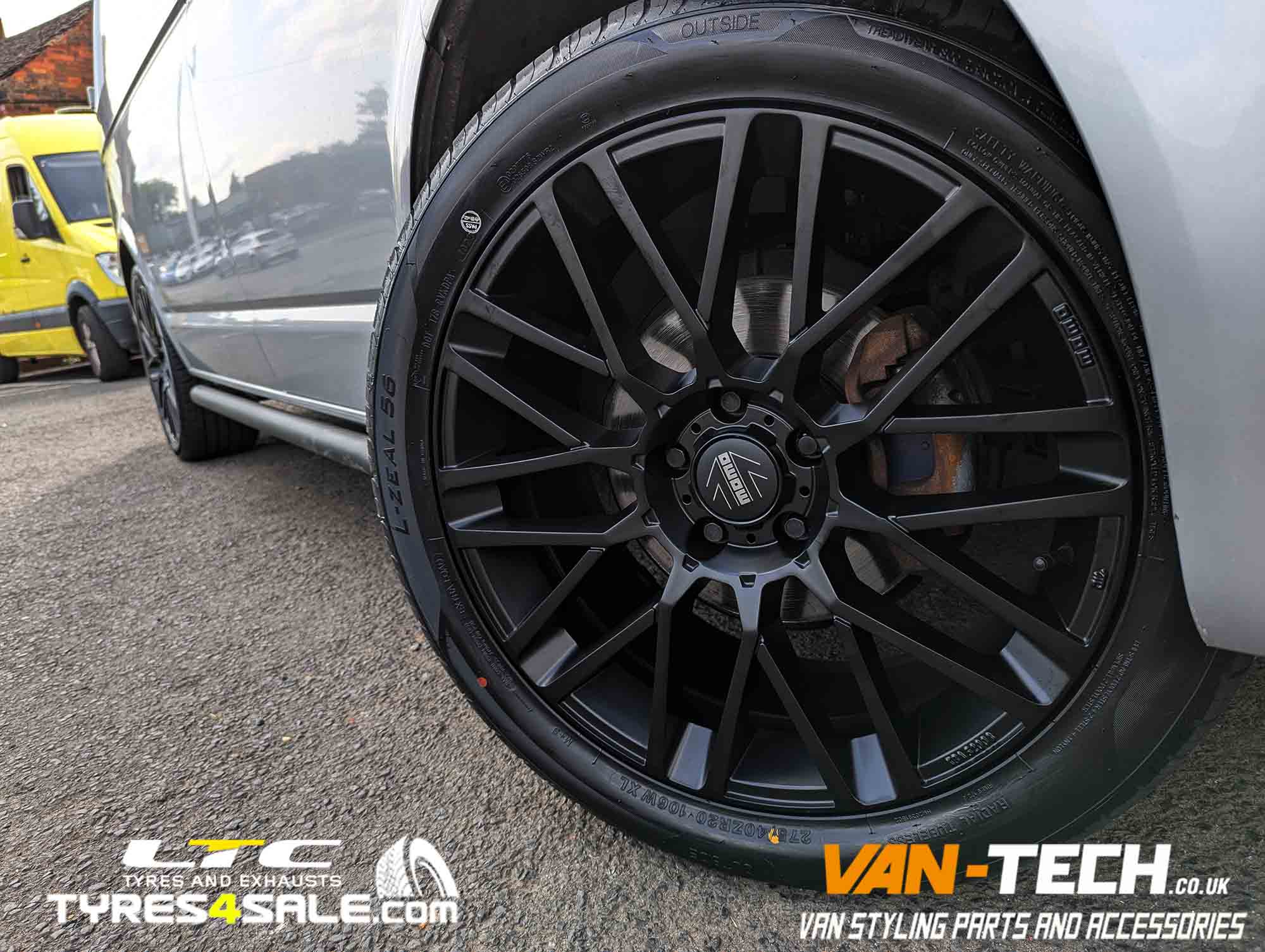 VW T6.1 Alloy Wheels Momo Revenge 20″ Matte Black and a set of 275/40R20 Ilink Izeal 106W XL Premium Economy tyres