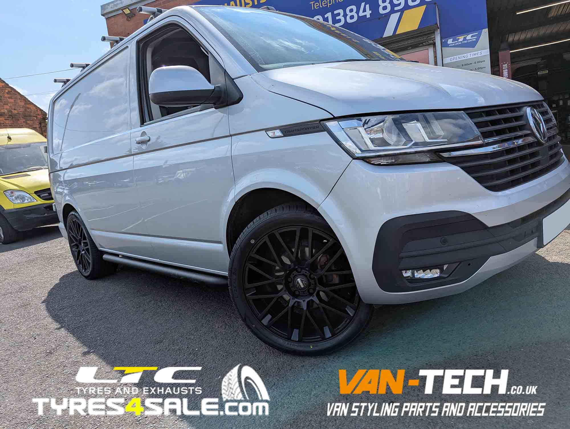 VW T6.1 Alloy Wheels Momo Revenge 20″ Matte Black and a set of 275/40R20 Ilink Izeal 106W XL Premium Economy tyres