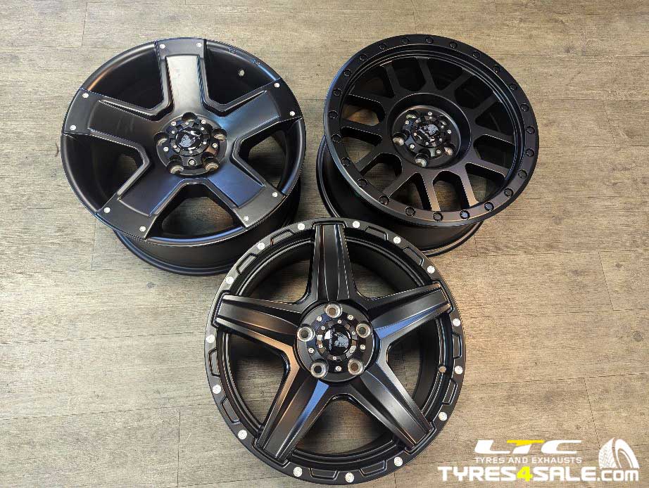 Van-Tech SPECIAL OFFER Tomahawk ALLOY WHEEL SALE Tomahawk Alloy Wheels - Apache, Kato and Outlaw £650 Wheels only!!! or £1250 with 245/65R17 Maxxis AT781 111T XL All Terrain Tyres £1550 with 245/65R17 B.F.GOODRICH T/A KO2 111S All Terrain Tyres Available for VW Transporter T5, T5.1, T6 and T6.1, vans, will also fit Crafter MK2 and Transporter based Motorhomes These wheels are part of the Tomahawk range of Alloy Wheels and and are the perfect companion for All terrain tyres such for the swamper look which has become very popular in recent years. Manufacturer: Tomahawk Model: Apache - Kato - Outlaw ET: 48 PCD: 5×120 Dimensions: 8×17″ Finishes: Satin Black Load Rating: 1250kg Prices are for one tyre Include fitting and VAT(prices are valid for the date of advert only)