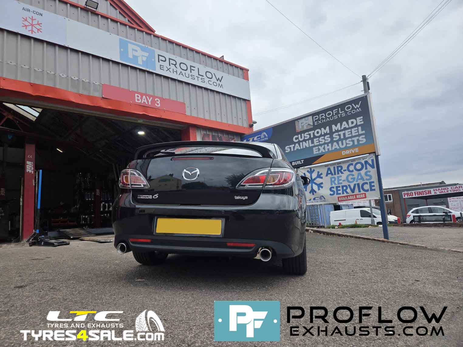 Mazda MX6 Custom Stainless Steel Exhaust - Cat, Middle and Dual Rear with TX070 Tailpipes - Proflow Exhausts