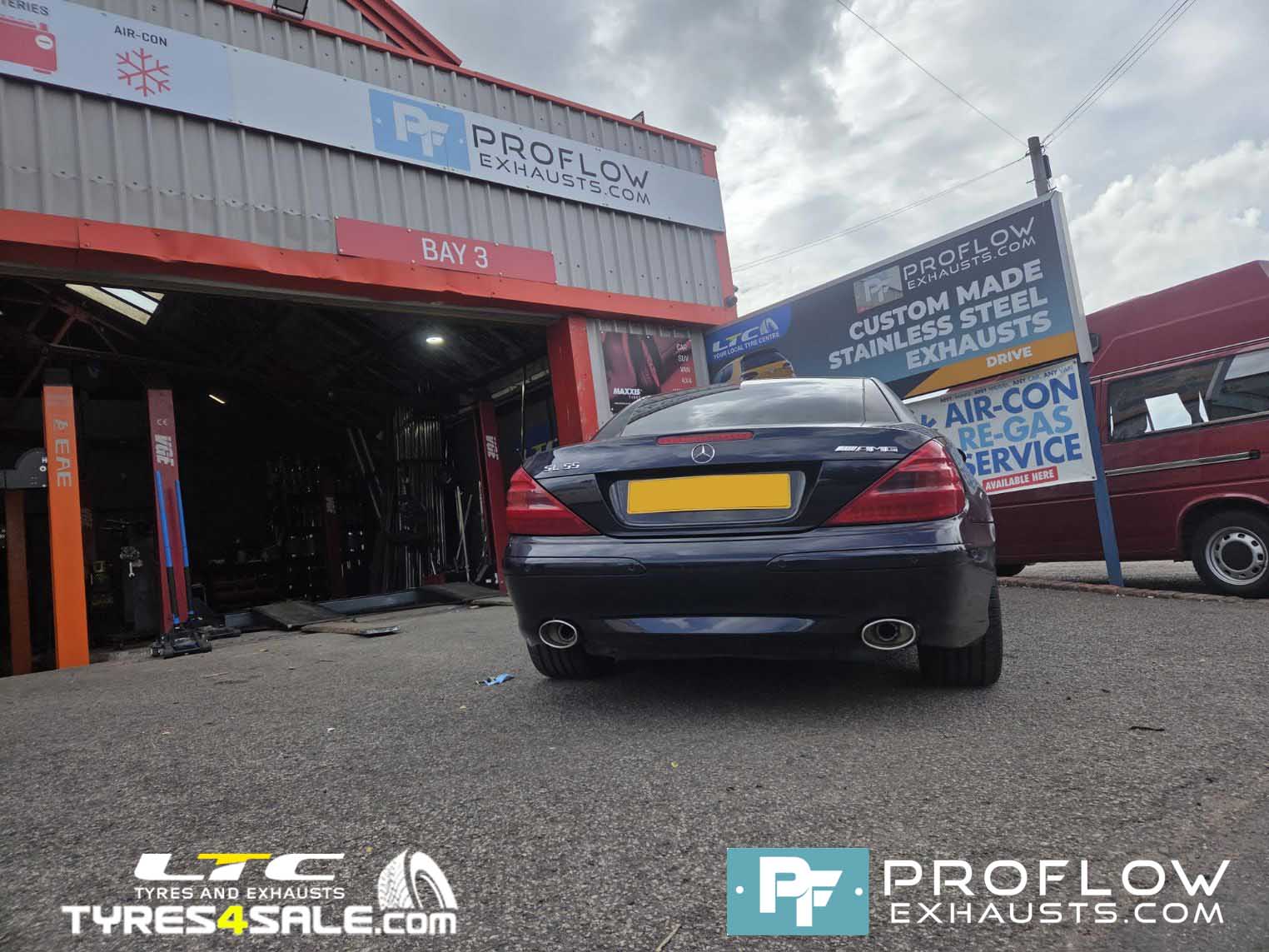 Mercedes-Benz SL AMG Custom Stainless Steel Exhaust Dual Back Box with Oval Tailpipes - Built by Proflow Exhausts