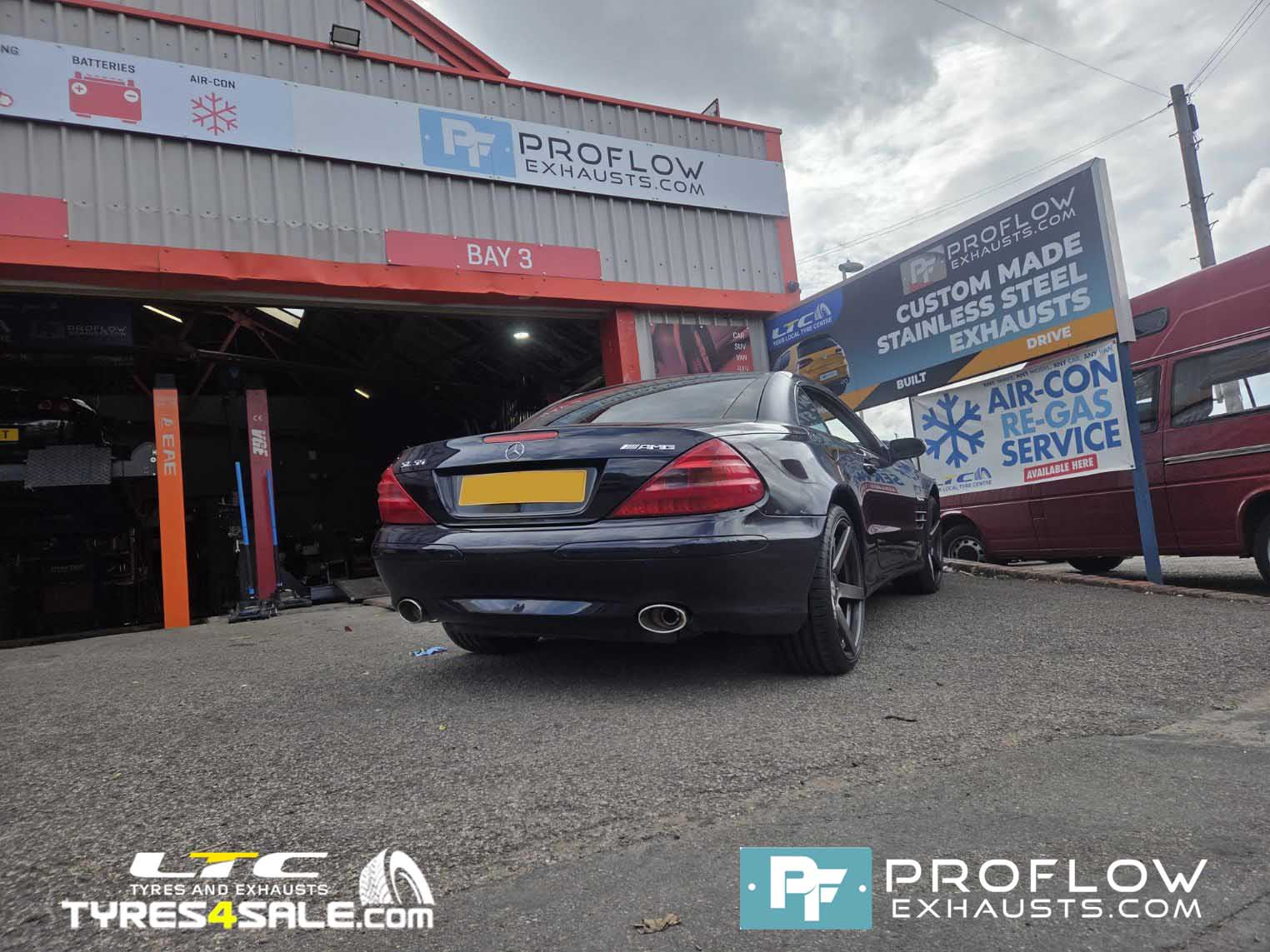 Mercedes-Benz SL AMG Custom Stainless Steel Exhaust Dual Back Box with Oval Tailpipes - Built by Proflow Exhausts