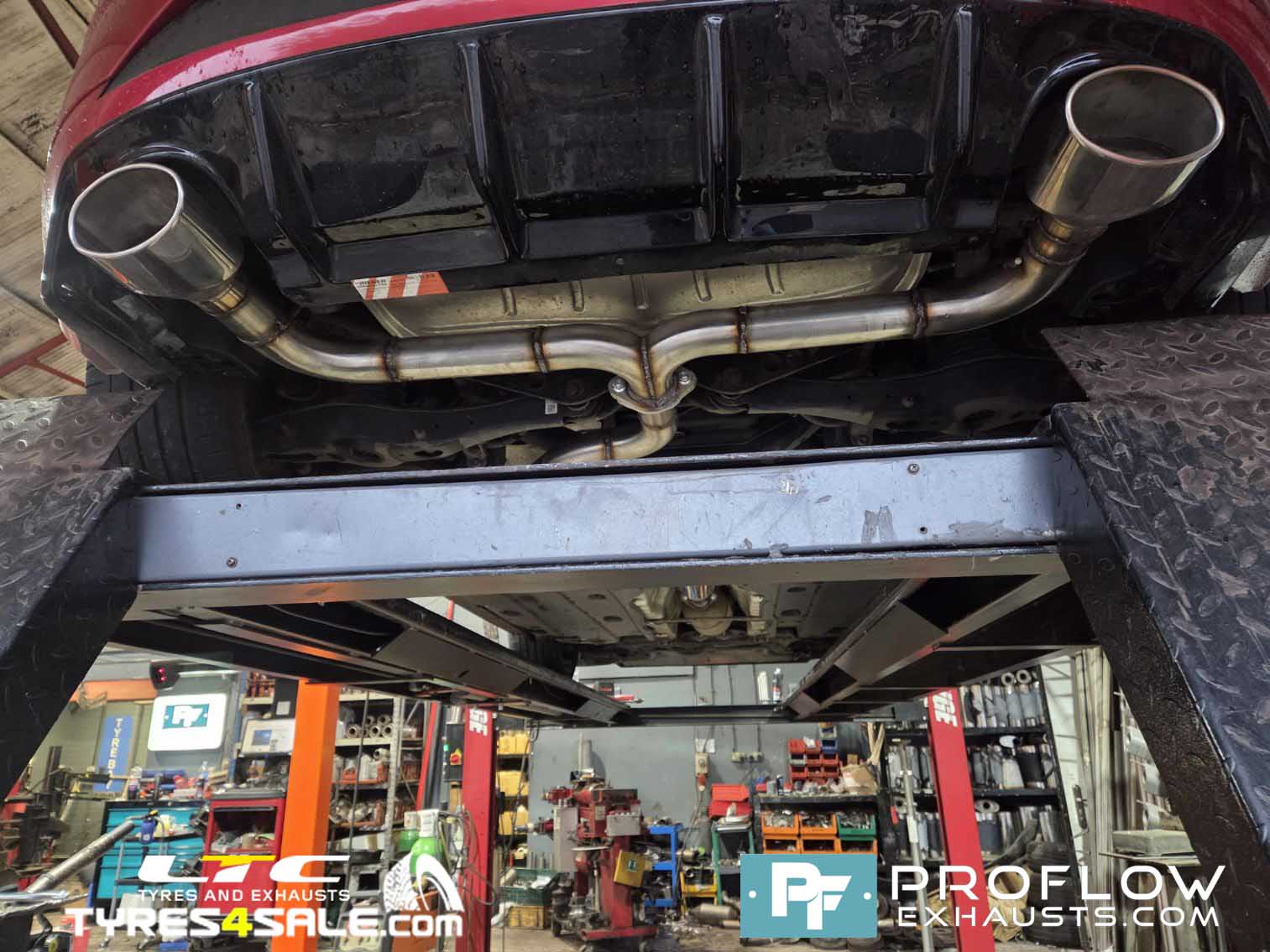 Seat Leon Cupra Custom Exhaust Middle and Rear 2.5" Pipework and Tailpipes made from Stainless Steel Built by Proflow Exhausts