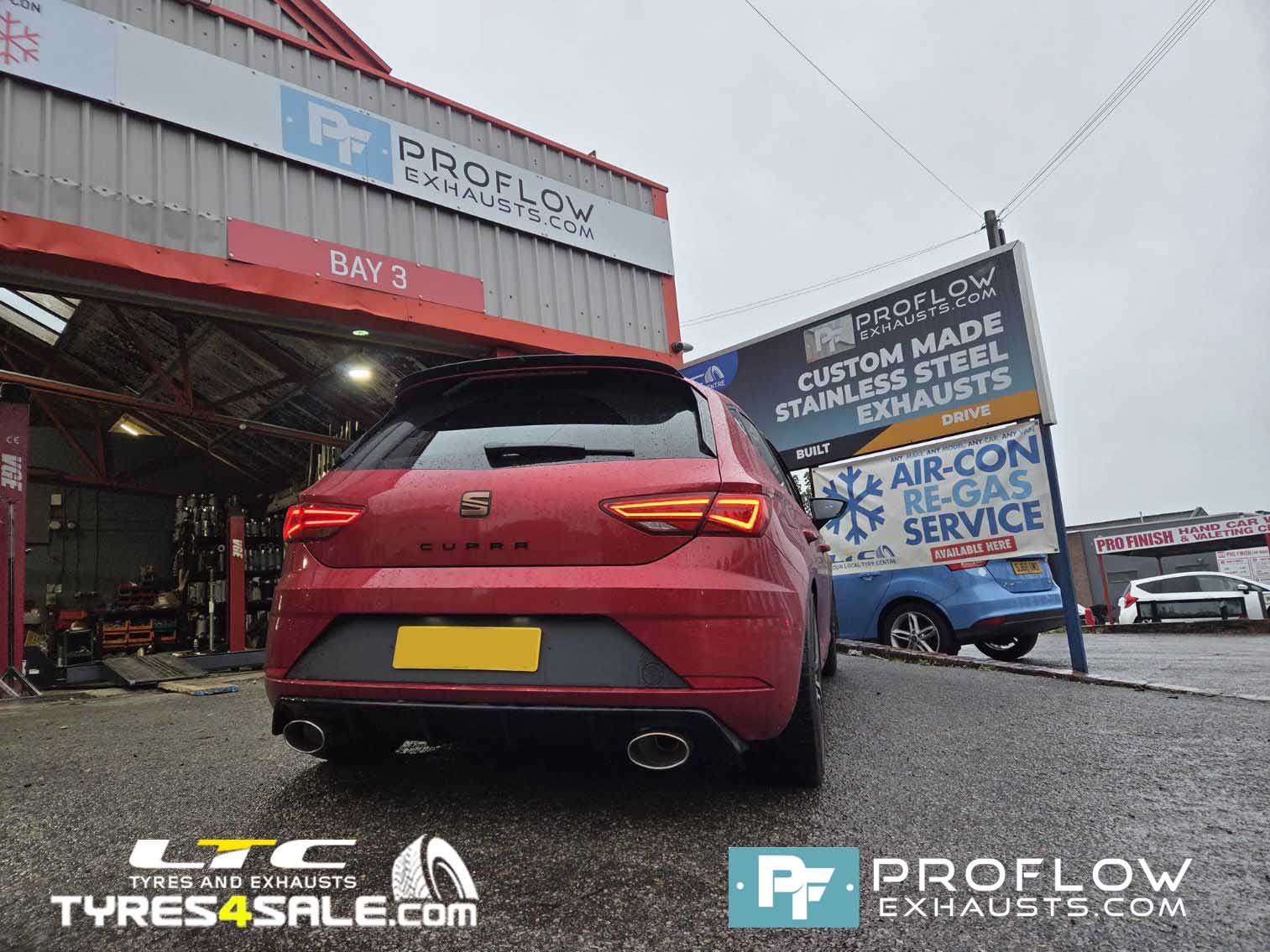 Seat Leon Cupra Custom Exhaust Middle and Rear 2.5" Pipework and Tailpipes made from Stainless Steel Built by Proflow Exhausts