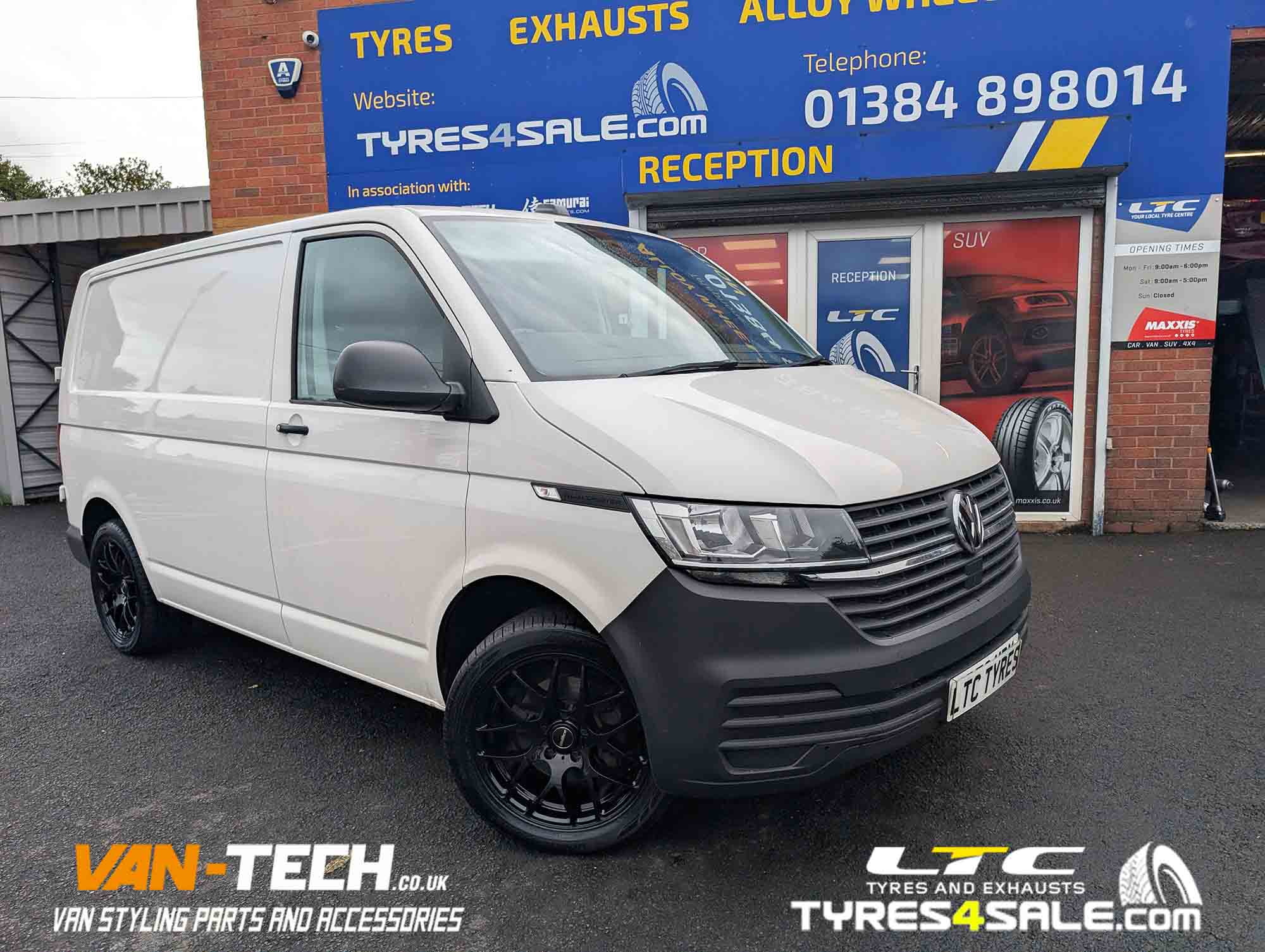 VW Transporter T6.1 Calibre Exile-R Alloy Wheels 18″ Gloss Black and a set of 255/45R18 HANKOOK VENTUS PRIME K115 103H XL Tyres