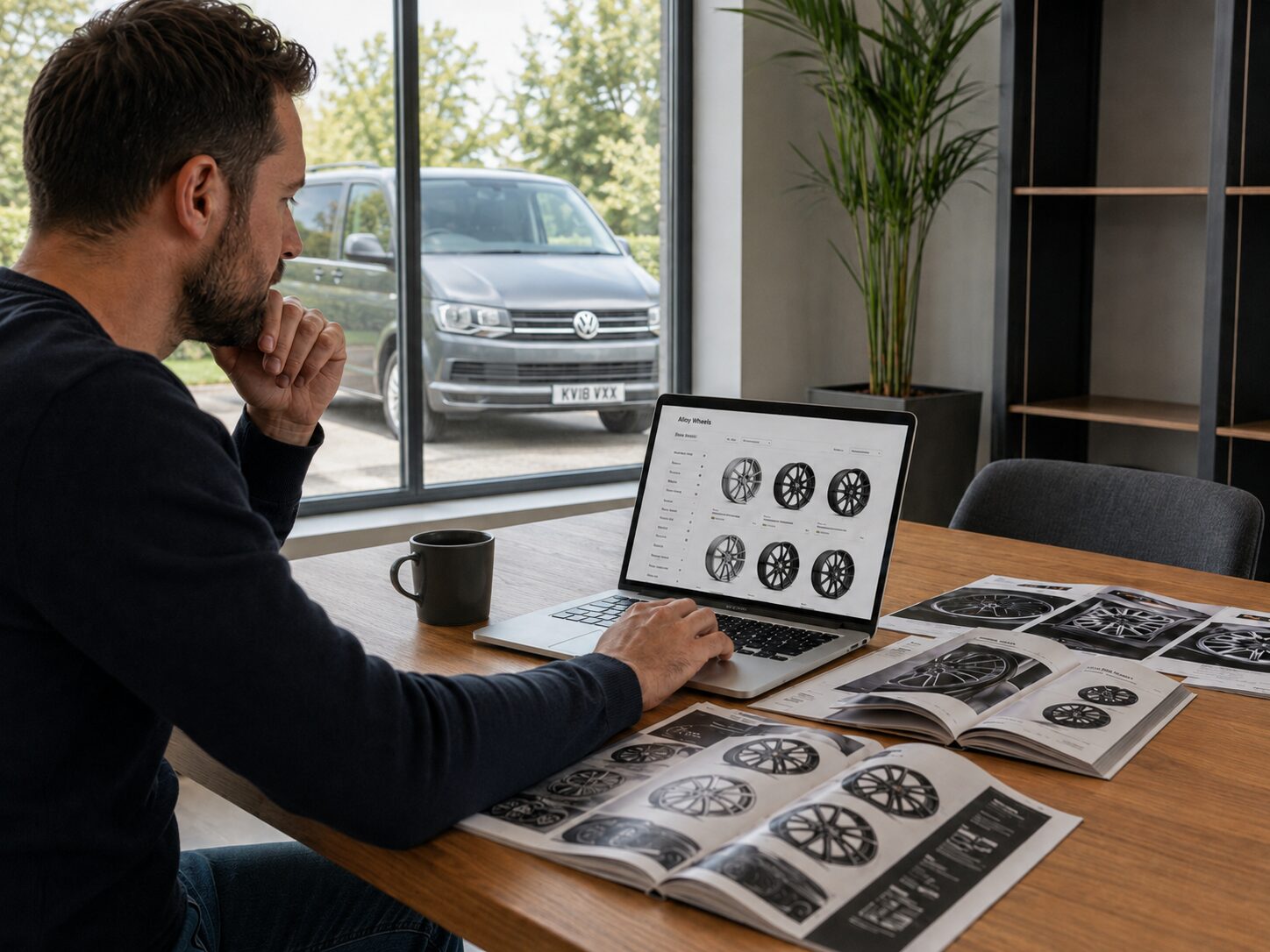 Customer searching online for alloy wheels for his vehicle