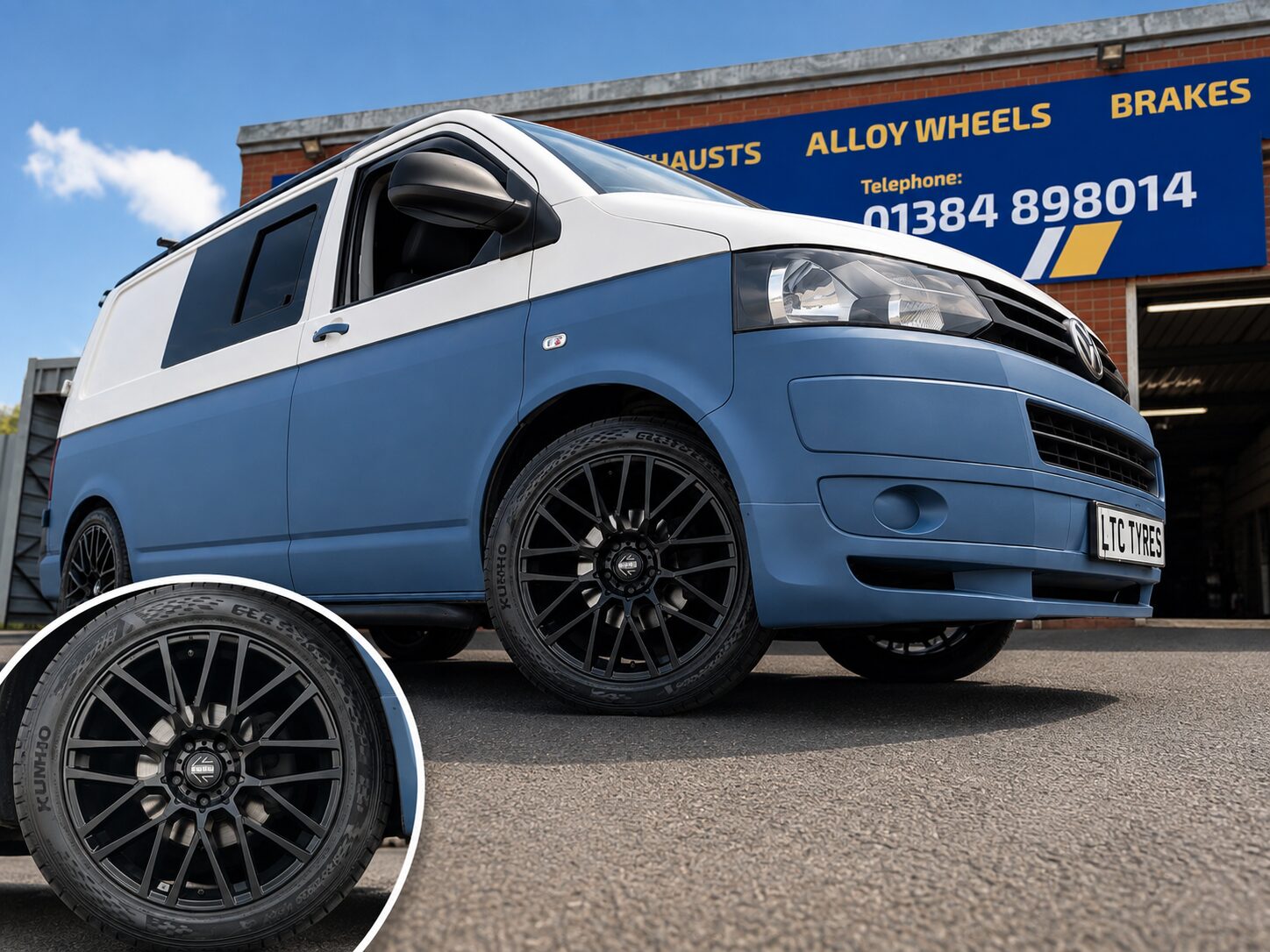 VW T5 Camper with 20 inch MOMO Revenge satin black alloy wheels