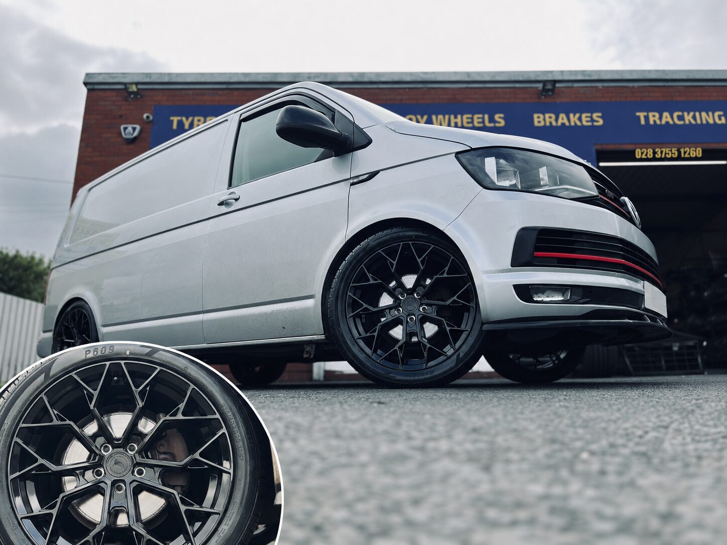 VW T6 with 20 inch Black Crow Venom-R gloss black alloy wheels