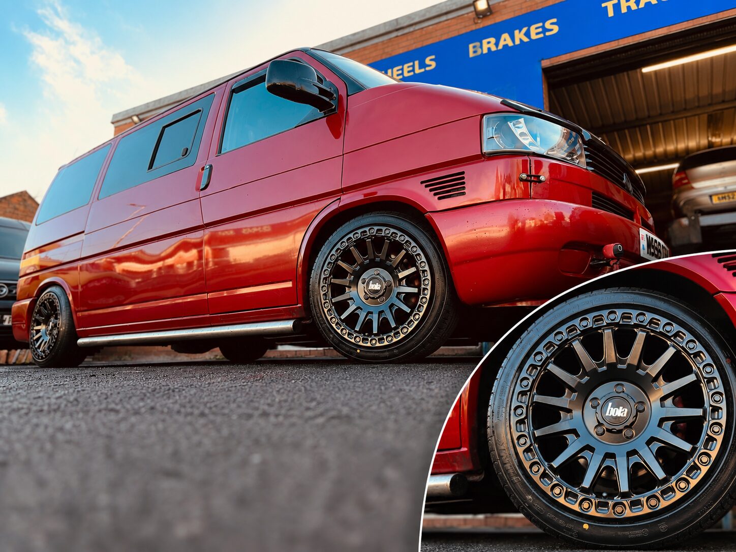 VW T4 Transporter fitted with gloss black BOLA B30 alloy wheels