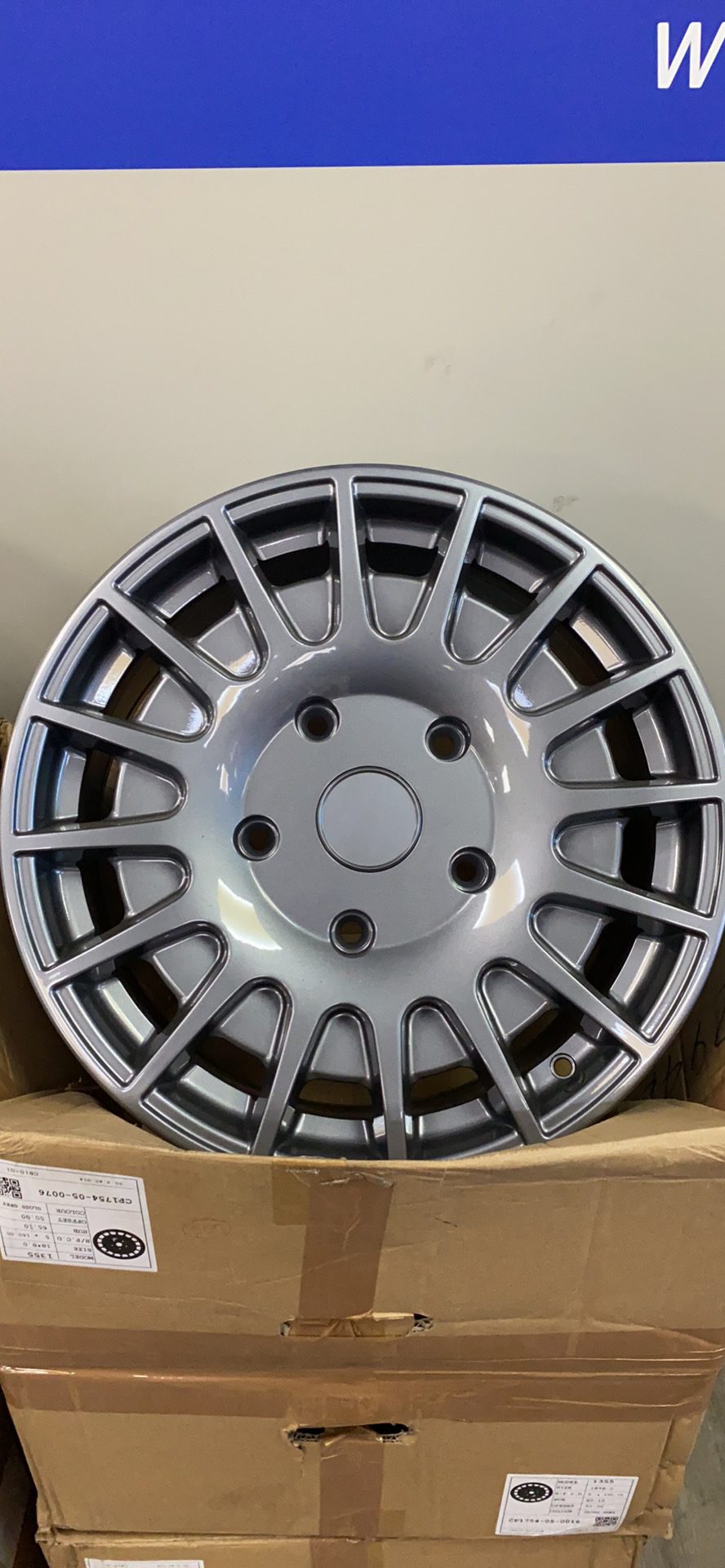 Grey powder coated alloy wheel after refurbishment at LTC Tyres and Exhausts