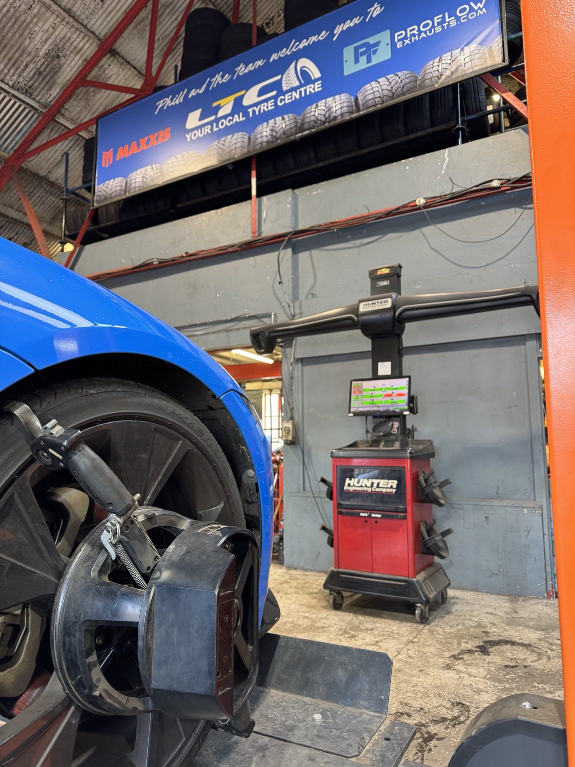 LTC Tyres and Exhausts wheel alignment team and workshop service