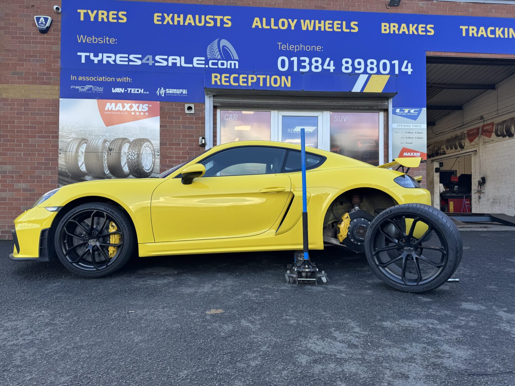 Porsche alloy wheel repair customer vehicle at LTC Tyres and Exhausts Stourbridge