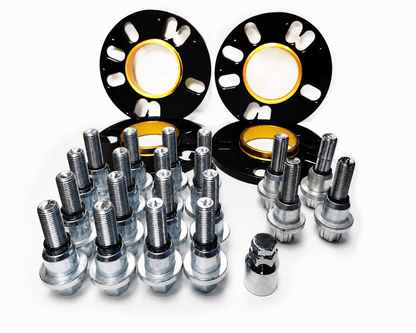 Land Rover to VW Transporter T5 T5.1 T6 alloy wheel conversion kit with extended locking wheel bolts