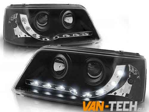 W-T5-Headlights-DRL-LED-Audi-Style-2003-2010-phl90465-5 VW Transporter T5 Headlights Black DRL LED Audi Style 2003-2010