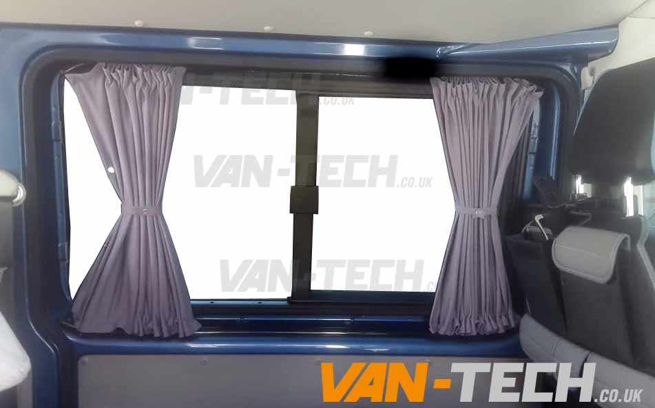 vw-transporter-interior-curtains-2 VW T5 T5.1 Blackout Interior Curtain Behind The Driver This VW T5 T5.1 Blackout Interior Curtain Behind The Driver and Rail set really looks the part and will give you a nice and simple way to provide some extra privacy to the interior of your vehicle. Please note, the current stock are supplied with Black Rails. Please note these curtains will require some minor modification for fitting to Genuine Caravelle Models please call us on 0121 550 4628 for details. High Quality Blackout Curtain Pre drilled runners easy to fit with a screwdriver Tailor made for the VW T5 T5.1 Transporter models increased privacy Fitting kit included 2 colours available Black and Grey (with Black inner lining)