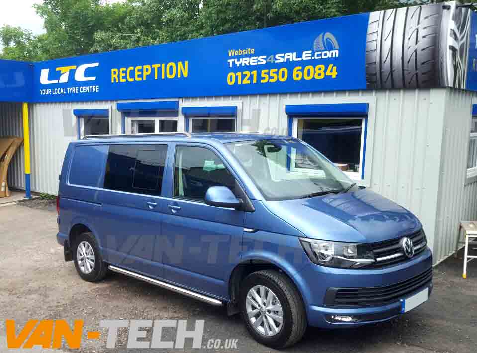 VW-Transporter-T6-van-fited-with-Van-Tech-sportline-style-side-bars-and-roof-rails VW VW T6 T6.1 Roof Rails Stainless Steel Transporter SWB LWB VW T6 T6.1 Roof Rails Stainless Steel Transporter SWB LWB look the part, these stylishly designed bars are not universal fit they are tailor made exclusively for the VW T6 T6.1 Transporter. Sold complete with the fitting kit, you won’t need to drill your roof as these 42mm stainless steel roof rails fit to the existing original fixing sites on the Transporter. VW T6 T6.1 Roof Rails Stainless Steel product features: 42mm T304 Stainless Steel Roof Rails Fix to existing original fixing points on VW Transporter No Drilling required Tailor made for the VW T6 T6.1 models Transporter SWB Short Wheel base and LWB Long Wheel Base available